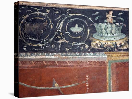 Italy, Naples, Naples National Archeological Museum, from Pompeii, Frieze with Drawing Branch-Samuel Magal-Stretched Canvas