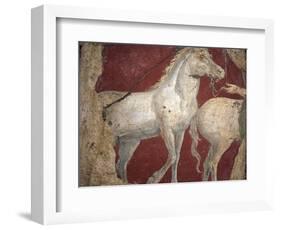 Italy, Naples, Naples National Archeological Museum, from the Villa of Arianna in Stabiae, Horses-Samuel Magal-Framed Photographic Print