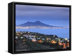 Italy, Naples, View of Naples, Posillipo Town and Mt. Vesuvius-Michele Falzone-Framed Stretched Canvas