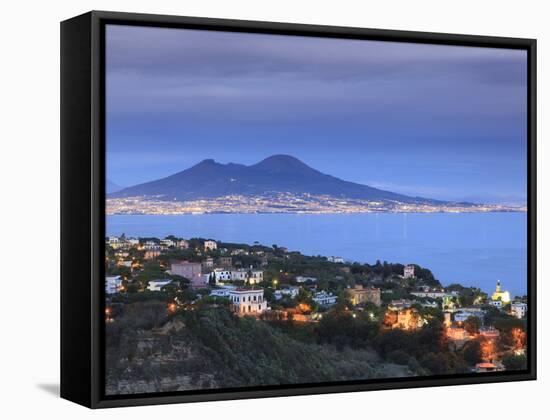 Italy, Naples, View of Naples, Posillipo Town and Mt. Vesuvius-Michele Falzone-Framed Stretched Canvas