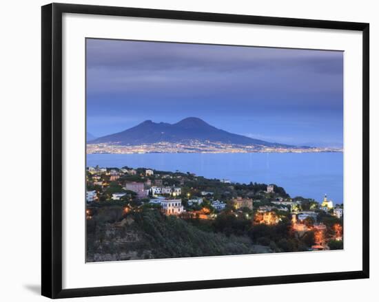 Italy, Naples, View of Naples, Posillipo Town and Mt. Vesuvius-Michele Falzone-Framed Photographic Print