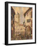 Italy, Novara, Piazza Delle Erbe (Market Square) by Steffanoni, Colored-null-Framed Giclee Print