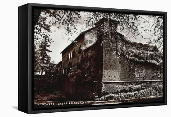 Italy, Novara, Tower and Moat of Sforzesco Castle, Postcard-null-Framed Stretched Canvas