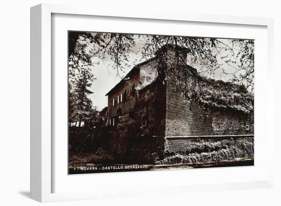Italy, Novara, Tower and Moat of Sforzesco Castle, Postcard-null-Framed Giclee Print