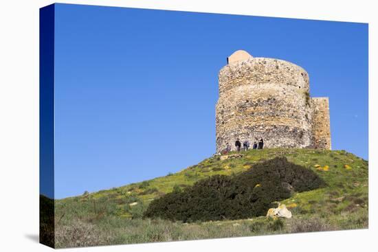 Italy, Oristano. Tourists Enjoy the View around the Torre Spagnola Di San Giovanni Di Sinis-Alida Latham-Stretched Canvas