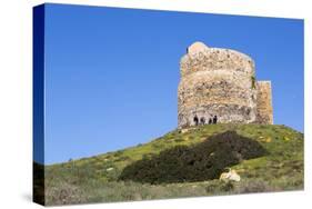 Italy, Oristano. Tourists Enjoy the View around the Torre Spagnola Di San Giovanni Di Sinis-Alida Latham-Stretched Canvas