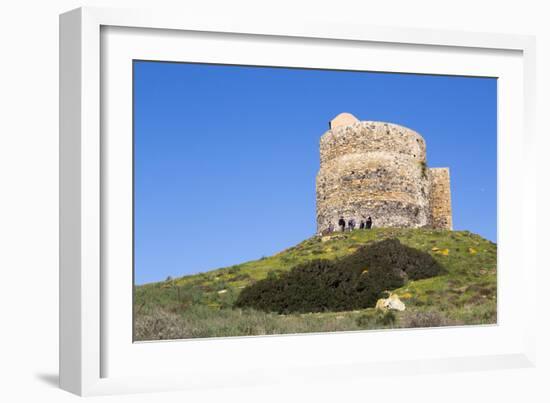 Italy, Oristano. Tourists Enjoy the View around the Torre Spagnola Di San Giovanni Di Sinis-Alida Latham-Framed Photographic Print