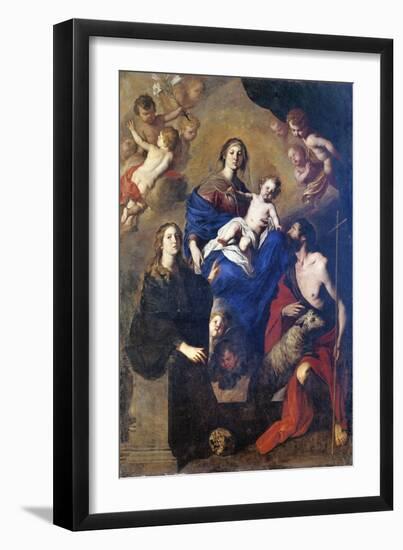Italy, Palermo, Painting of Madonna in Glory with Angels, Saint John the Baptist and Saint Rosalia-null-Framed Giclee Print