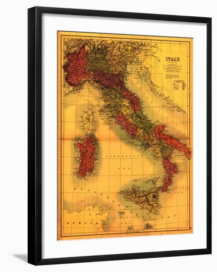 Italy - Panoramic Map-Lantern Press-Framed Art Print