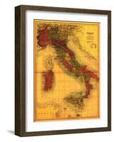 Italy - Panoramic Map-Lantern Press-Framed Art Print