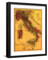Italy - Panoramic Map-Lantern Press-Framed Art Print