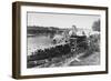 Italy, Pavia, Waterway Transportation on Ticino River with Ponte Coperto-null-Framed Giclee Print