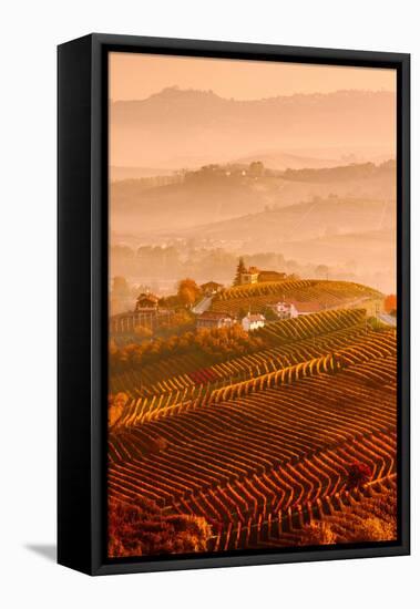 Italy, Piedmont, Cuneo District, Langhe - Autumnal Sunrise-ClickAlps-Framed Stretched Canvas