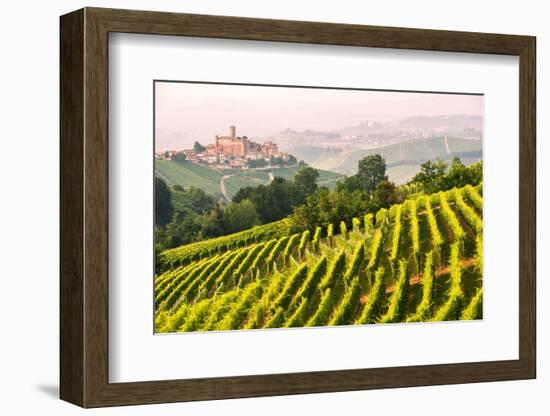 Italy, Piedmont,Cuneo district, Langhe, Castiglione Falletto, the vineyards and the castle of Casti-ClickAlps-Framed Photographic Print