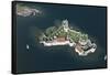 Italy, Piedmont Region, Lake Maggiore, Aerial View of Castle of Cannero Riviera-null-Framed Stretched Canvas