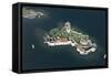 Italy, Piedmont Region, Lake Maggiore, Aerial View of Castle of Cannero Riviera-null-Framed Stretched Canvas