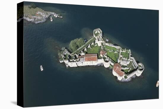 Italy, Piedmont Region, Lake Maggiore, Aerial View of Castle of Cannero Riviera-null-Stretched Canvas