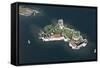 Italy, Piedmont Region, Lake Maggiore, Aerial View of Castle of Cannero Riviera-null-Framed Stretched Canvas