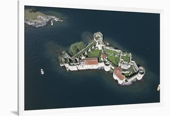 Italy, Piedmont Region, Lake Maggiore, Aerial View of Castle of Cannero Riviera-null-Framed Giclee Print