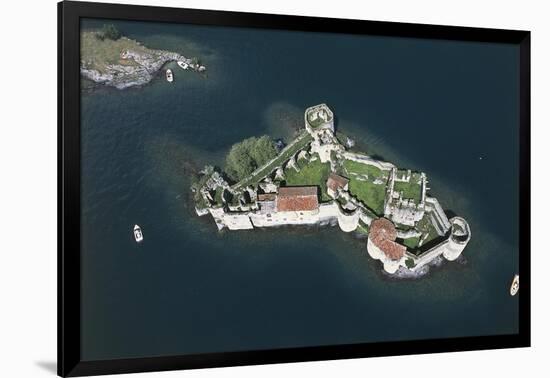 Italy, Piedmont Region, Lake Maggiore, Aerial View of Castle of Cannero Riviera-null-Framed Giclee Print