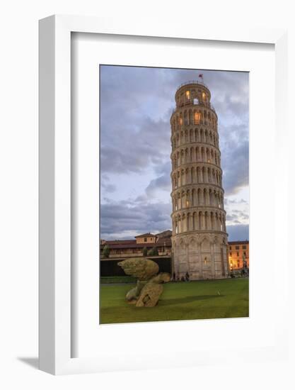 Italy, Pisa, Italy, Torre pendente di Pisa, Leaning Tower of Pisa night.-Emily Wilson-Framed Photographic Print