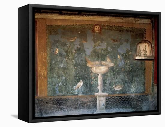 Italy. Pompeii. House of Venus. Fresco. Garden with Birds around the Fountain and Mask. 1st Century-null-Framed Stretched Canvas