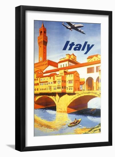 Italy: Ponte Vecchio, Florence, c.1950-Lacano-Framed Giclee Print