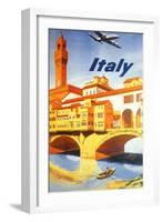 Italy: Ponte Vecchio, Florence, c.1950-Lacano-Framed Giclee Print