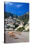 Italy, Positano, Sunbathers at the beach in the Town of Positano.-Terry Eggers-Stretched Canvas