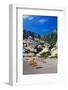 Italy, Positano, Sunbathers at the beach in the Town of Positano.-Terry Eggers-Framed Photographic Print