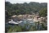 Italy, Province of Genoa, Portofino. Fishing village on the Ligurian Sea, overlooking harbor-Alan Klehr-Stretched Canvas