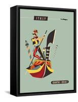 Italy - Qantas and BOAC Airlines - Venice, Gondola - Vintage Airline Travel Poster, 1950s-Harry Rogers-Framed Stretched Canvas