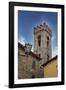 Italy, Radda in Chianti. Bell tower of Saint Niccolo church in Radda in Chianti.-Julie Eggers-Framed Photographic Print