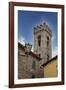 Italy, Radda in Chianti. Bell tower of Saint Niccolo church in Radda in Chianti.-Julie Eggers-Framed Photographic Print