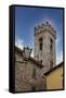 Italy, Radda in Chianti. Bell tower of Saint Niccolo church in Radda in Chianti.-Julie Eggers-Framed Stretched Canvas