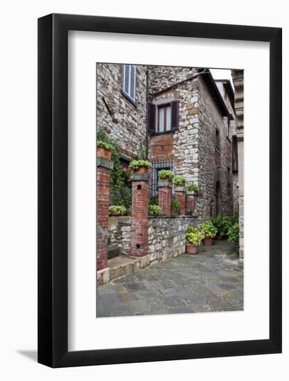 Italy, Radda in Chianti. Entrance to homes along the streets of Radda in Chianti.-Julie Eggers-Framed Photographic Print