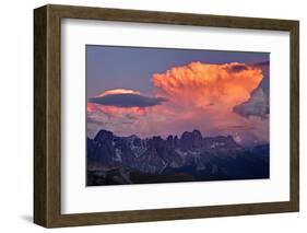 Italy, Region Trentino South Tirol, the Dolomites, Storm Cloud About the Rose Garden Massif, Rose G-Bernd Rommelt-Framed Photographic Print