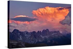Italy, Region Trentino South Tirol, the Dolomites, Storm Cloud About the Rose Garden Massif, Rose G-Bernd Rommelt-Stretched Canvas