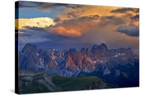 Italy, Region Trentino South Tirol, the Dolomites, Storm Cloud About the Rose Garden Massif, Rose G-Bernd Rommelt-Stretched Canvas