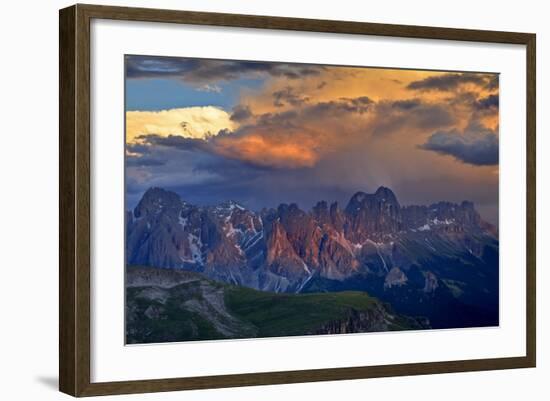 Italy, Region Trentino South Tirol, the Dolomites, Storm Cloud About the Rose Garden Massif, Rose G-Bernd Rommelt-Framed Photographic Print