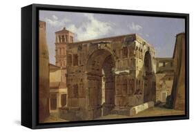 Italy, Rome, Arch of Janus at Foot of Via Velabro-Ippolito Caffi-Framed Stretched Canvas