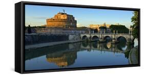 Italy, Rome, Castel Sant'Angelo Reflecting in the Tiber River-Michele Molinari-Framed Stretched Canvas