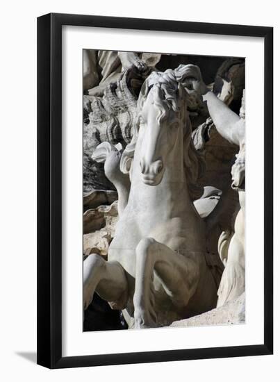 Italy. Rome. Fontana Di Trevi. 18th Century. Sea Horse-null-Framed Premium Giclee Print