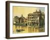 Italy, Rome, Old Houses Along Tiber River, by Ettore Roesler Franz, Watercolor-null-Framed Giclee Print