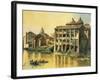 Italy, Rome, Old Houses Along Tiber River, by Ettore Roesler Franz, Watercolor-null-Framed Giclee Print