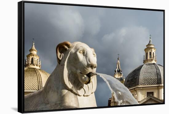 Italy, Rome. Piazza del Popolo, Fontana dei Leoni (Fountain of Lions), by Giuseppe Valadier (1828).-Alison Jones-Framed Stretched Canvas