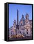 Italy, Rome, Piazza Navona, Fountain of the Four Rivers and Sant' Agnese in Agone Church-Steve Vidler-Framed Stretched Canvas