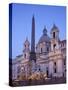 Italy, Rome, Piazza Navona, Fountain of the Four Rivers and Sant' Agnese in Agone Church-Steve Vidler-Stretched Canvas