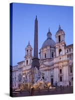 Italy, Rome, Piazza Navona, Fountain of the Four Rivers and Sant' Agnese in Agone Church-Steve Vidler-Stretched Canvas