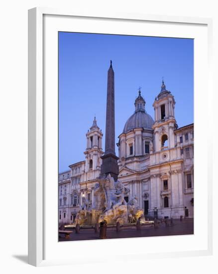 Italy, Rome, Piazza Navona, Fountain of the Four Rivers and Sant' Agnese in Agone Church-Steve Vidler-Framed Photographic Print